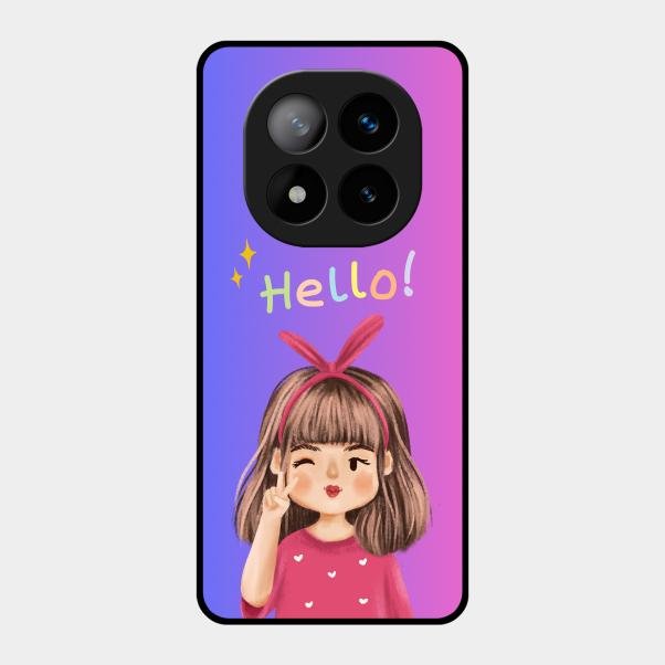 Cute Girl Hello Glass Case For Redmi Note 14 Pro Plus 5G