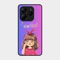 Cute Girl Hello Glass Case For Redmi Note 14 Se 5G