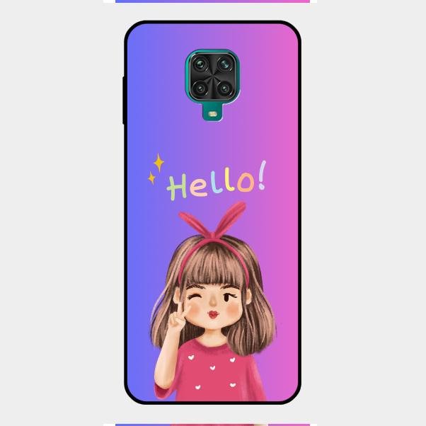 Cute Girl Hello Glass Case For Redmi Note 9 Pro Max
