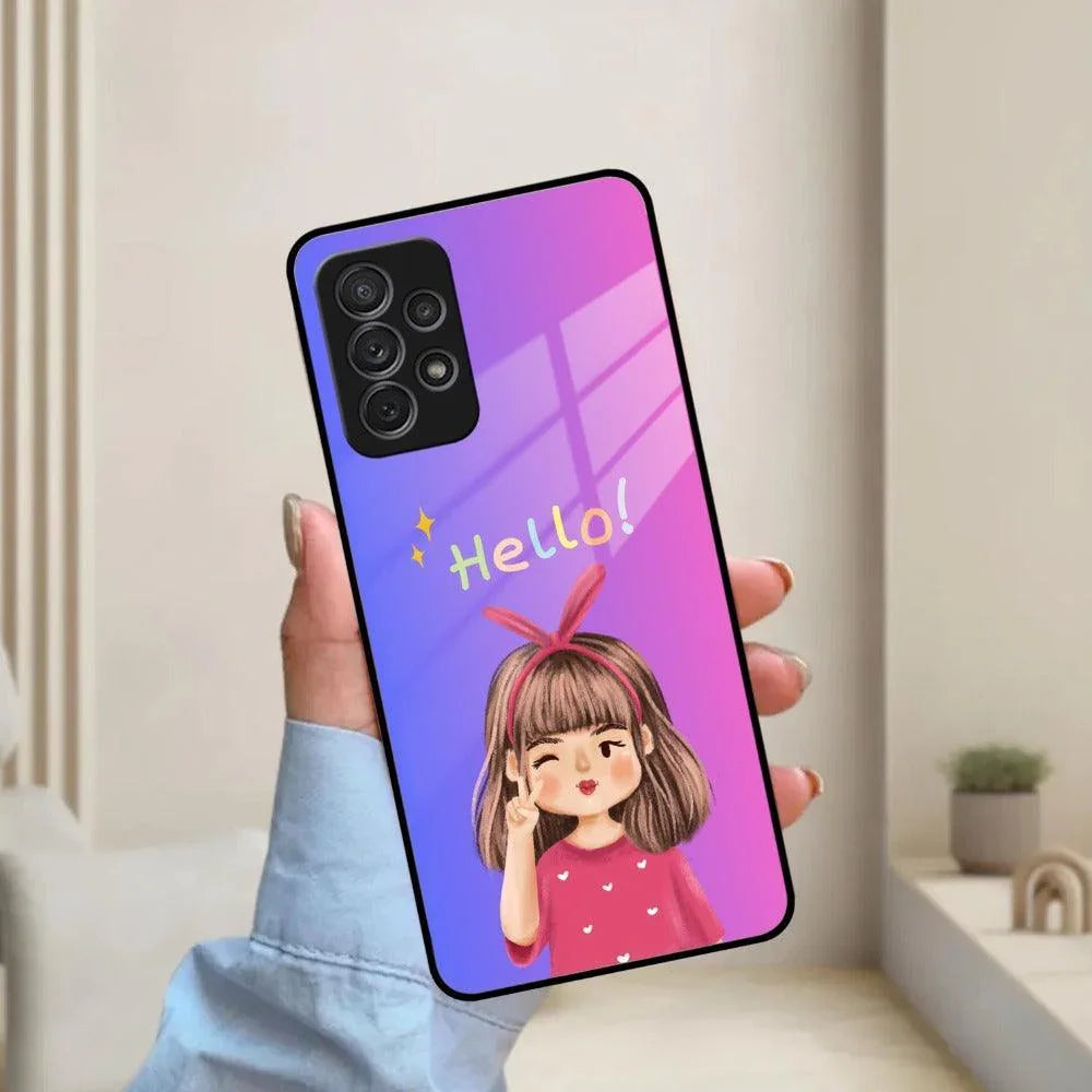 Cute Girl Hello Glass Case For Samsung - ShopOnCliQ