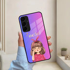 Cute Girl Hello Glass Case For Samsung - ShopOnCliQ