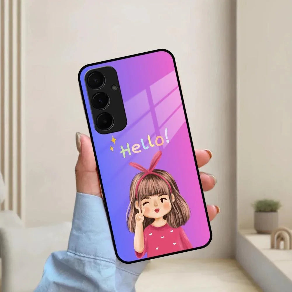 Cute Girl Hello Glass Case For Samsung - ShopOnCliQ