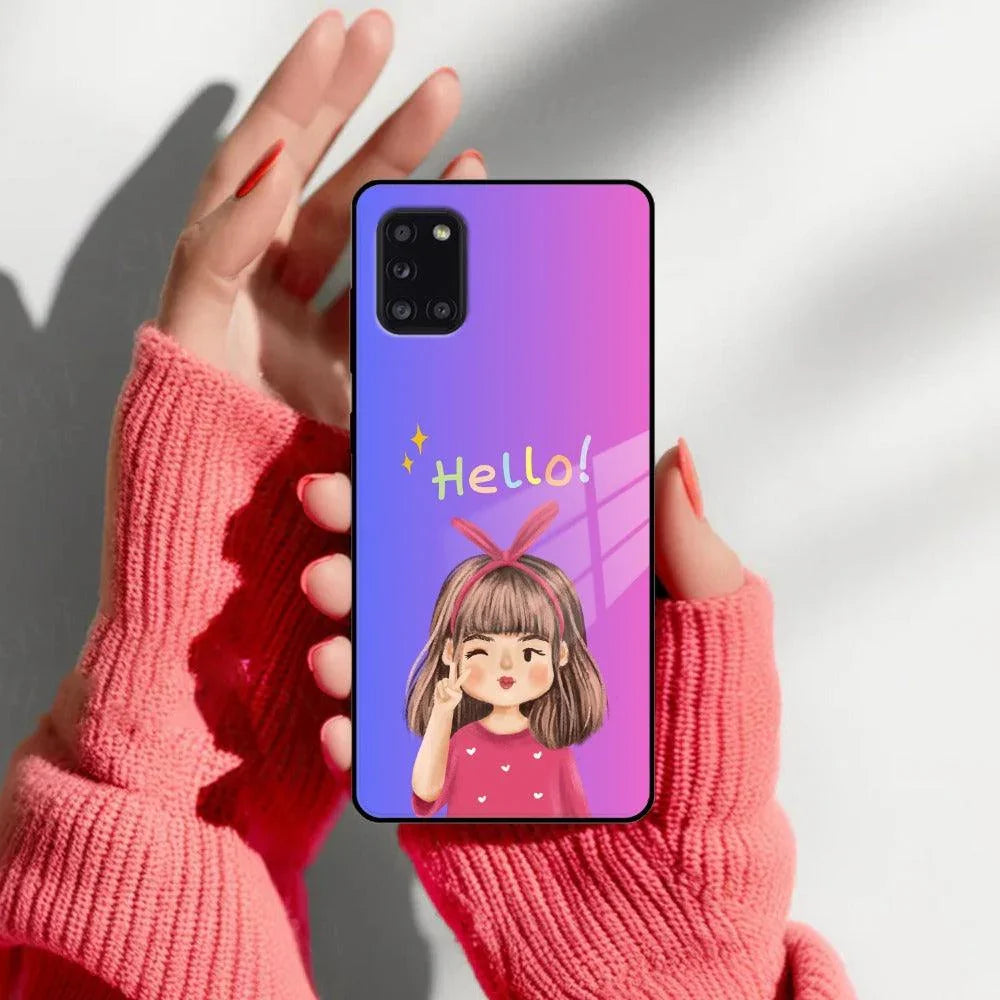Cute Girl Hello Glass Case For Samsung - ShopOnCliQ