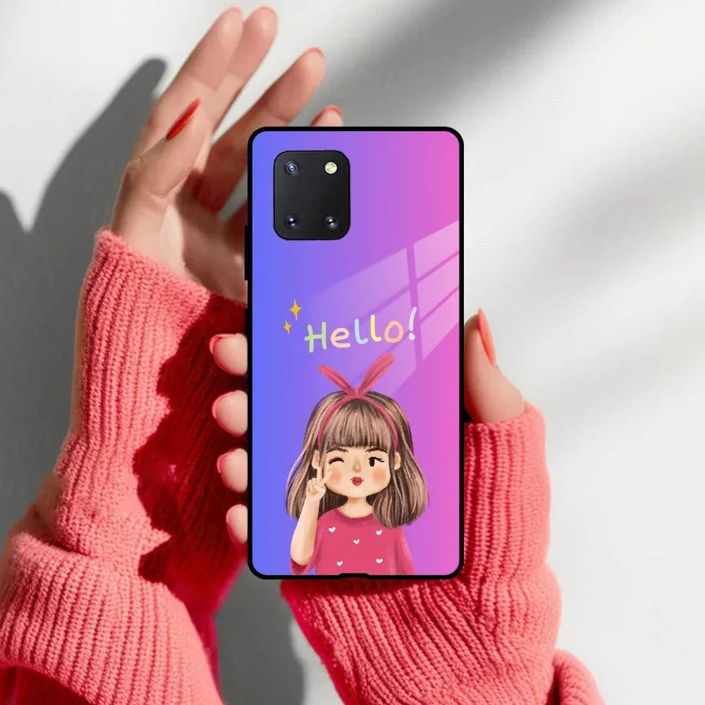 Cute Girl Hello Glass Case For Samsung - ShopOnCliQ