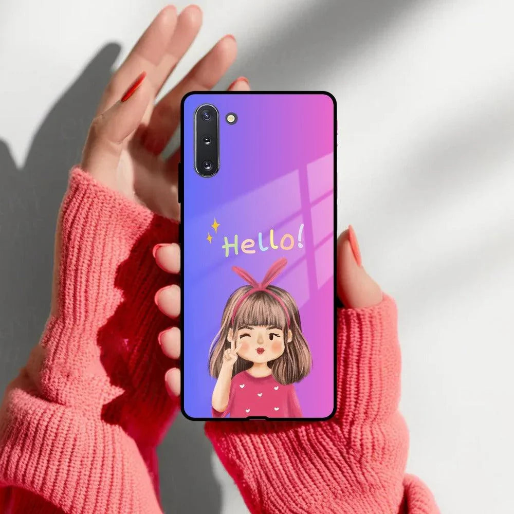 Cute Girl Hello Glass Case For Samsung - ShopOnCliQ