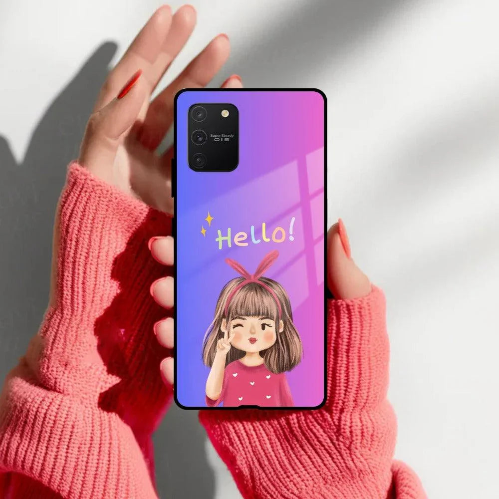 Cute Girl Hello Glass Case For Samsung - ShopOnCliQ