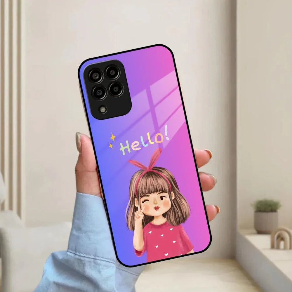 Cute Girl Hello Glass Case For Samsung - ShopOnCliQ