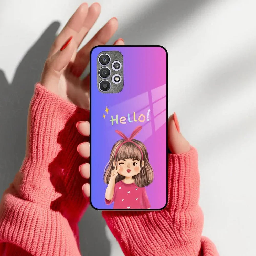 Cute Girl Hello Glass Case For Samsung - ShopOnCliQ