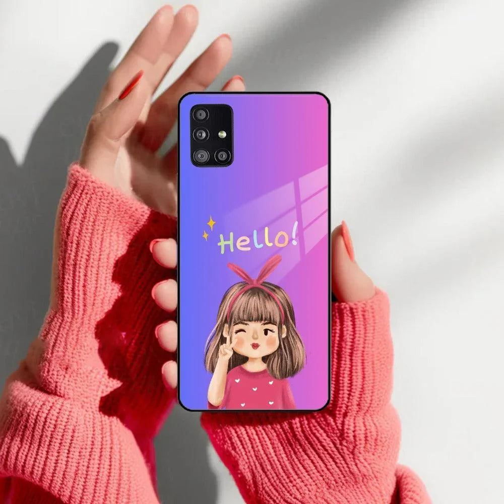 Cute Girl Hello Glass Case For Samsung - ShopOnCliQ