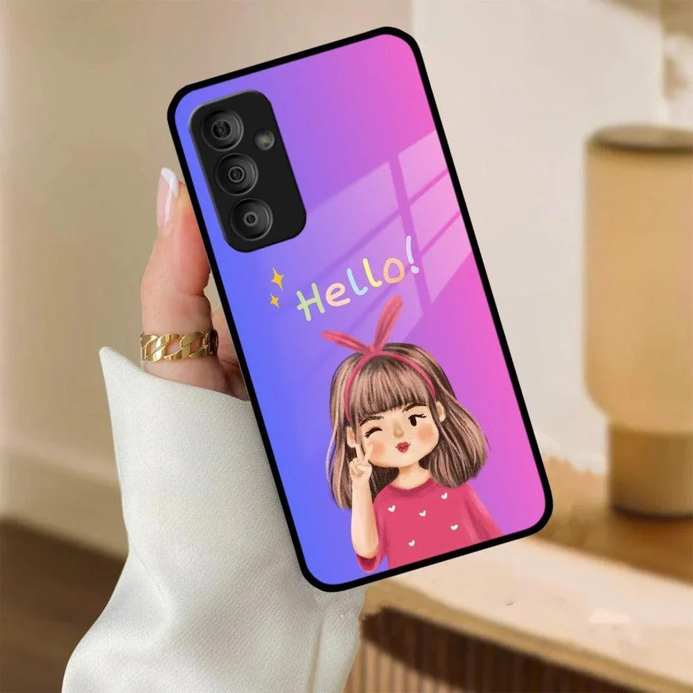 Cute Girl Hello Glass Case For Samsung - ShopOnCliQ