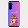 Cute Girl Hello Glass Case For Samsung Galaxy A26 5G