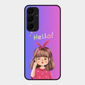 Cute Girl Hello Glass Case For Samsung Galaxy A35 5G