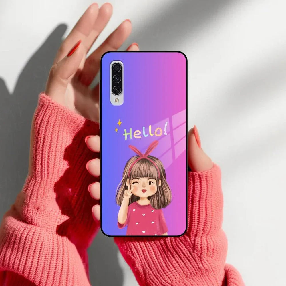 Cute Girl Hello Glass Case For Samsung - ShopOnCliQ