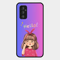 Cute Girl Hello Glass Case For Samsung Galaxy F23 5G