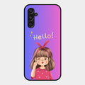 Cute Girl Hello Glass Case For Samsung Galaxy M34 5G