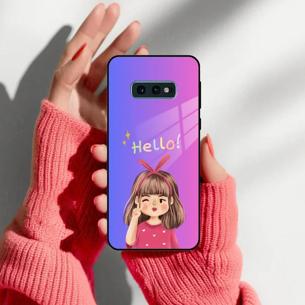 Cute Girl Hello Glass Case For Samsung - ShopOnCliQ