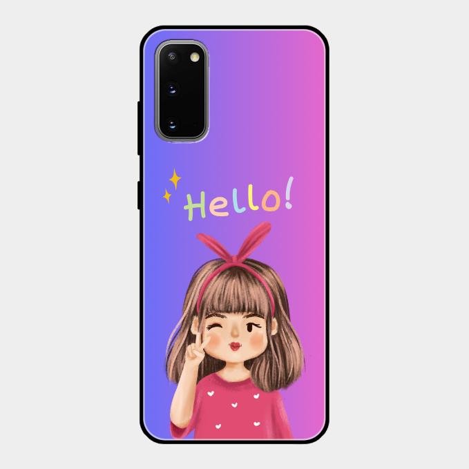 Cute Girl Hello Glass Case For Samsung Galaxy S20