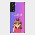 Cute Girl Hello Glass Case For Samsung Galaxy S21 Fe 5G