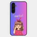 Cute Girl Hello Glass Case For Samsung Galaxy S23 Fe 5G