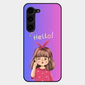 Cute Girl Hello Glass Case For Samsung Galaxy S23 Plus 5G