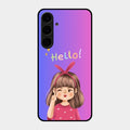 Cute Girl Hello Glass Case For Samsung Galaxy S24 Plus 5G