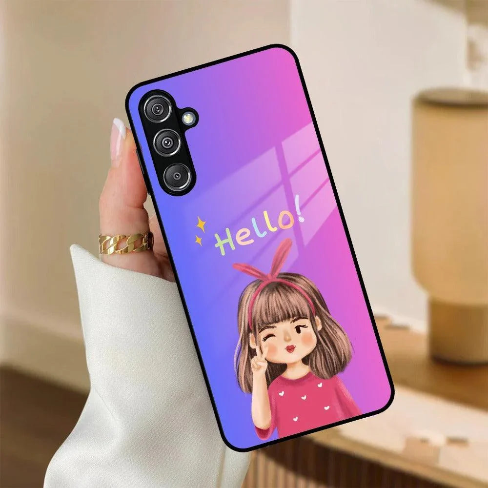 Cute Girl Hello Glass Case For Samsung - ShopOnCliQ