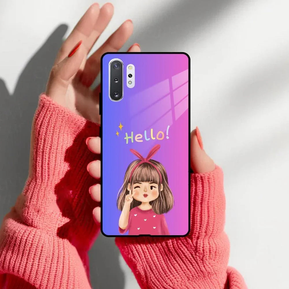 Cute Girl Hello Glass Case For Samsung - ShopOnCliQ