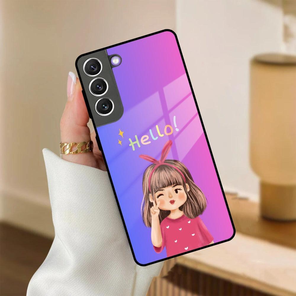 Cute Girl Hello Glass Case For Samsung - ShopOnCliQ