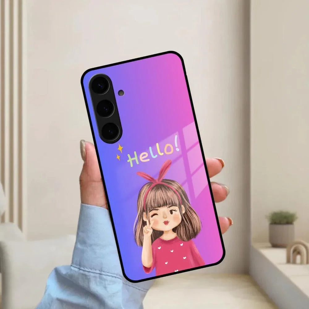 Cute Girl Hello Glass Case For Samsung - ShopOnCliQ