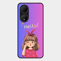 Cute Girl Hello Glass Case For Vivo T2 5G