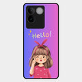 Cute Girl Hello Glass Case For Vivo T2 Pro 5G