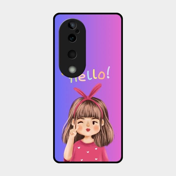 Cute Girl Hello Glass Case For Vivo T3 Ultra