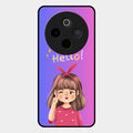 Cute Girl Hello Glass Case For Vivo T4 5G
