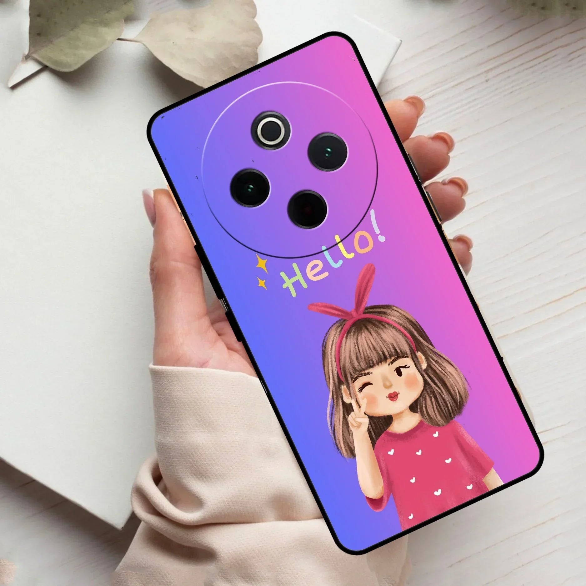 Cute Girl Hello Glass Case For Vivo - ShopOnCliQ