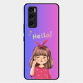 Cute Girl Hello Glass Case For Vivo V20 Se