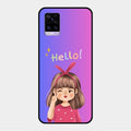 Cute Girl Hello Glass Case For Vivo V20