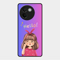 Cute Girl Hello Glass Case For Vivo V30E 5G
