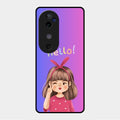 Cute Girl Hello Glass Case For Vivo V40 5G