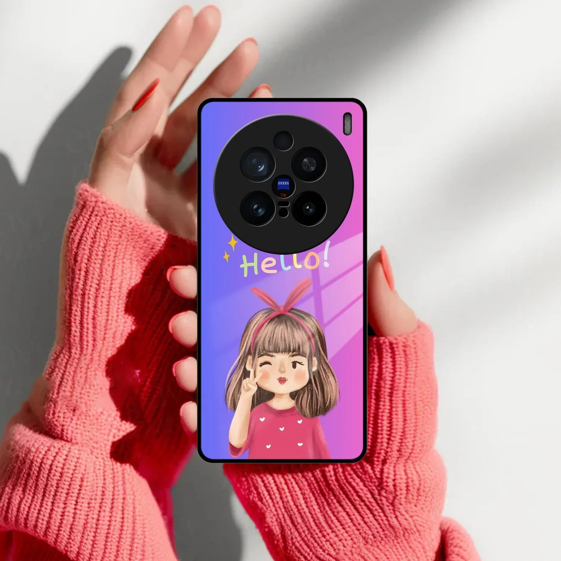 Cute Girl Hello Glass Case For Vivo - ShopOnCliQ