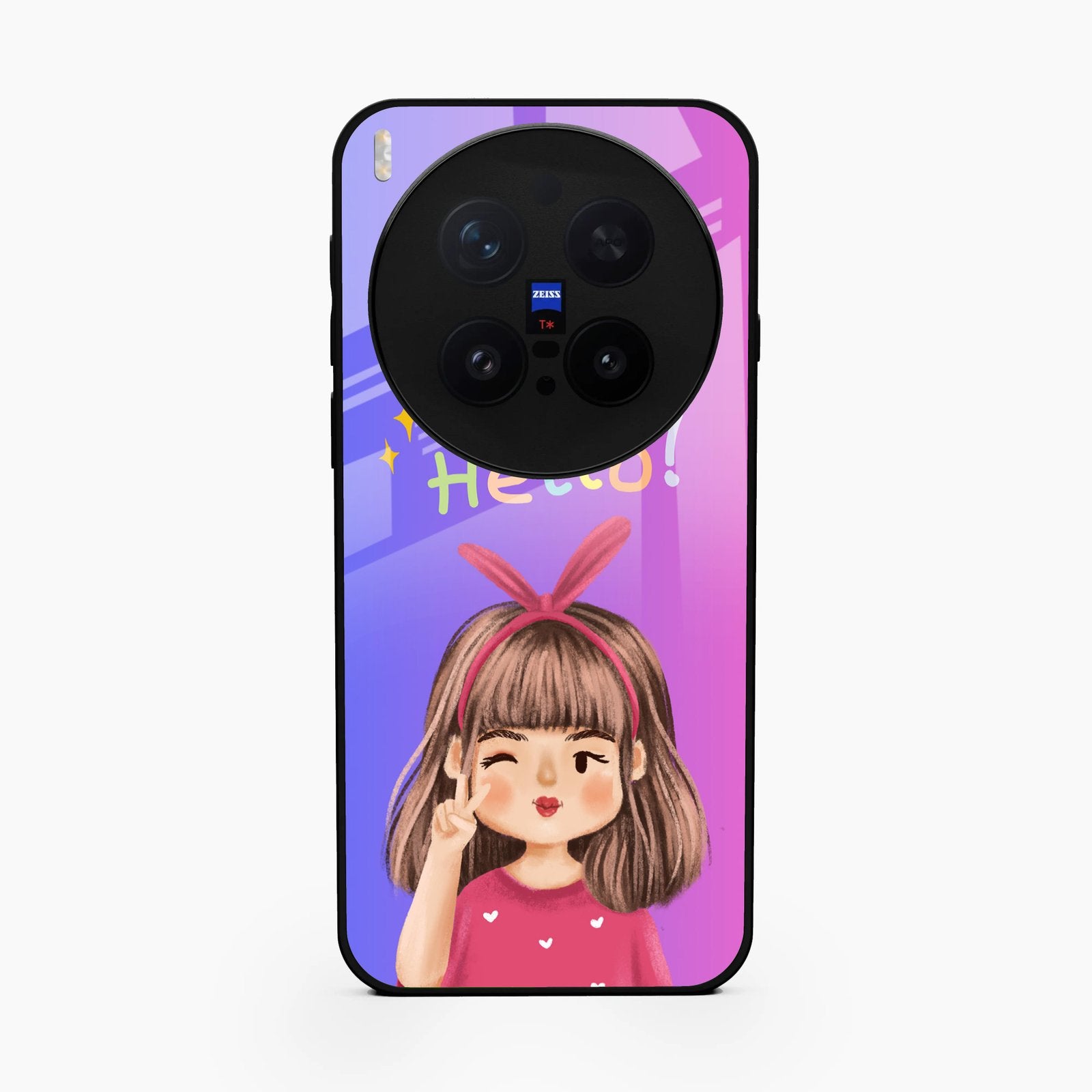 Cute Girl Hello Glass Case For Vivo X300 Pro 5G