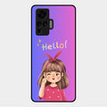 Cute Girl Hello Glass Case For Vivo X50 Pro 5G
