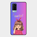 Cute Girl Hello Glass Case For Vivo X60 5G