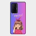Cute Girl Hello Glass Case For Vivo X70 Pro 5G