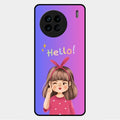 Cute Girl Hello Glass Case For Vivo X90 5G
