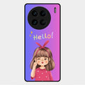 Cute Girl Hello Glass Case For Vivo X90 Pro 5G