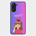 Cute Girl Hello Glass Case For Vivo Y18I