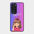Cute Girl Hello Glass Case For Vivo Y29 5G