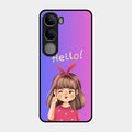Cute Girl Hello Glass Case For Vivo Y300 5G
