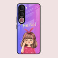 Cute Girl Hello Glass Case For Vivo Y31 5G