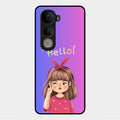 Cute Girl Hello Glass Case For Vivo Y400 5G